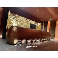 鏡面玫瑰金吧臺  水波紋不銹鋼電鍍酒店前臺