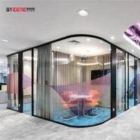 杭州斯蒂恩辦公室全景弧形玻璃隔斷-高透全景玻璃，時尚簡約